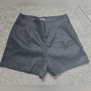 Express Womens Black Dress Shorts Size 8 Side Zip Midi High Rise